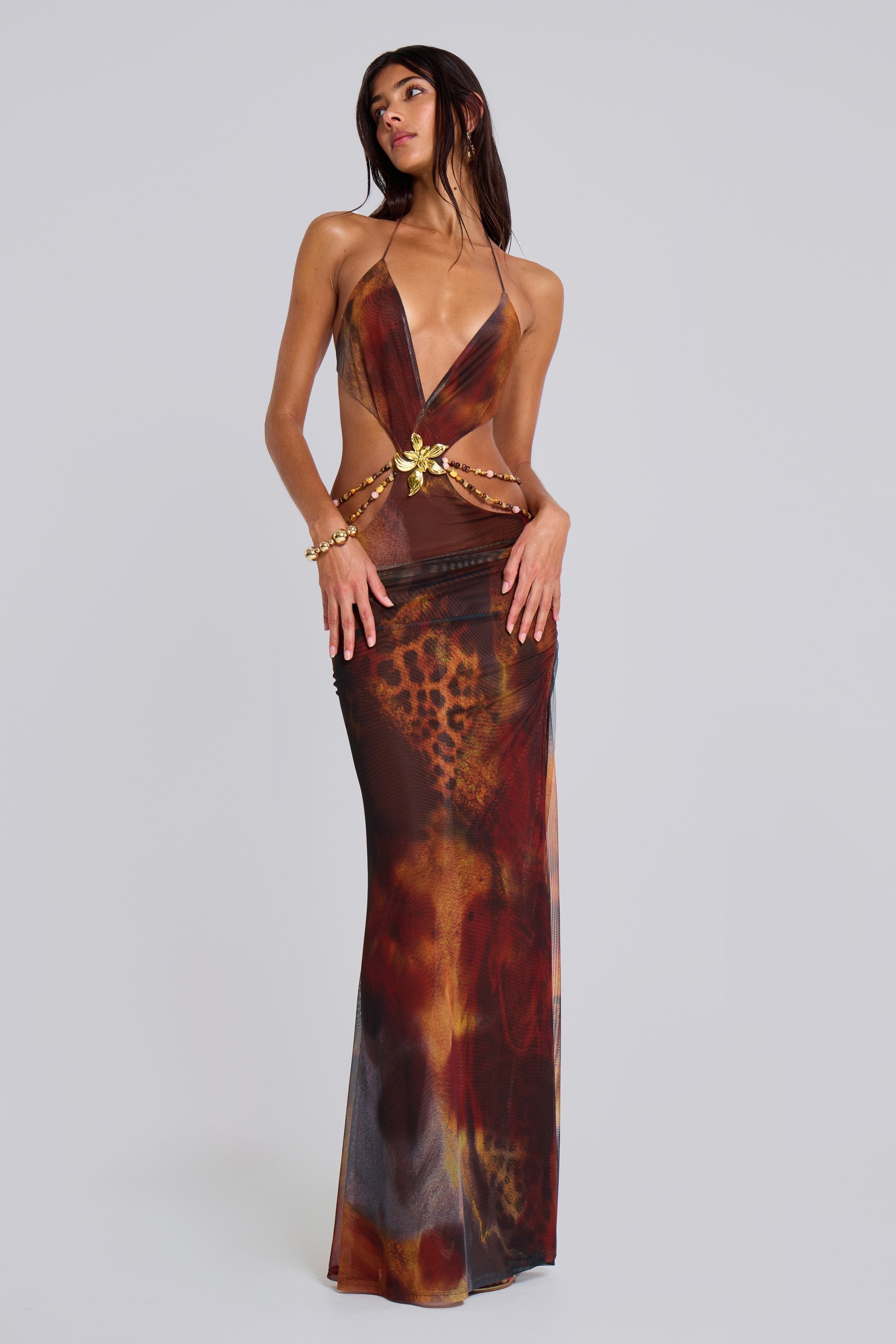 Maxi Jungle Dress Whiskey