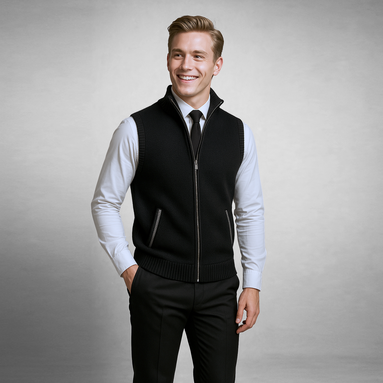 The Levan Knit Vest | Full-Zip Knit Vest