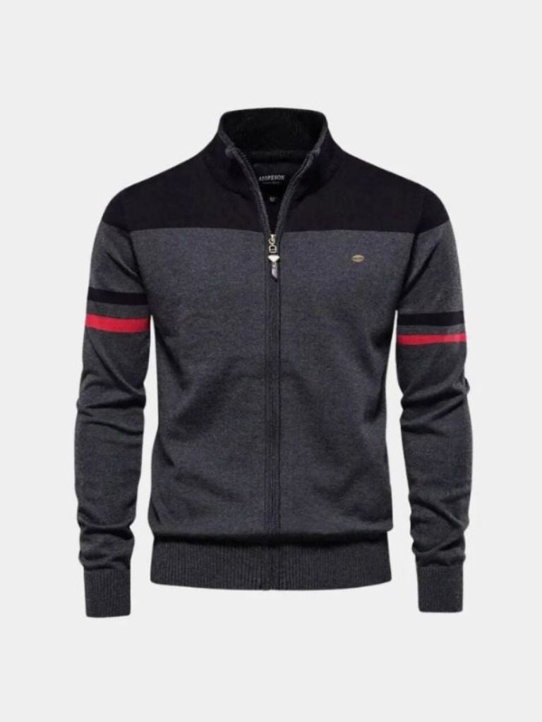 Cardigan Sweater Zipper Standing Collar Knitwear - Alder & Voss