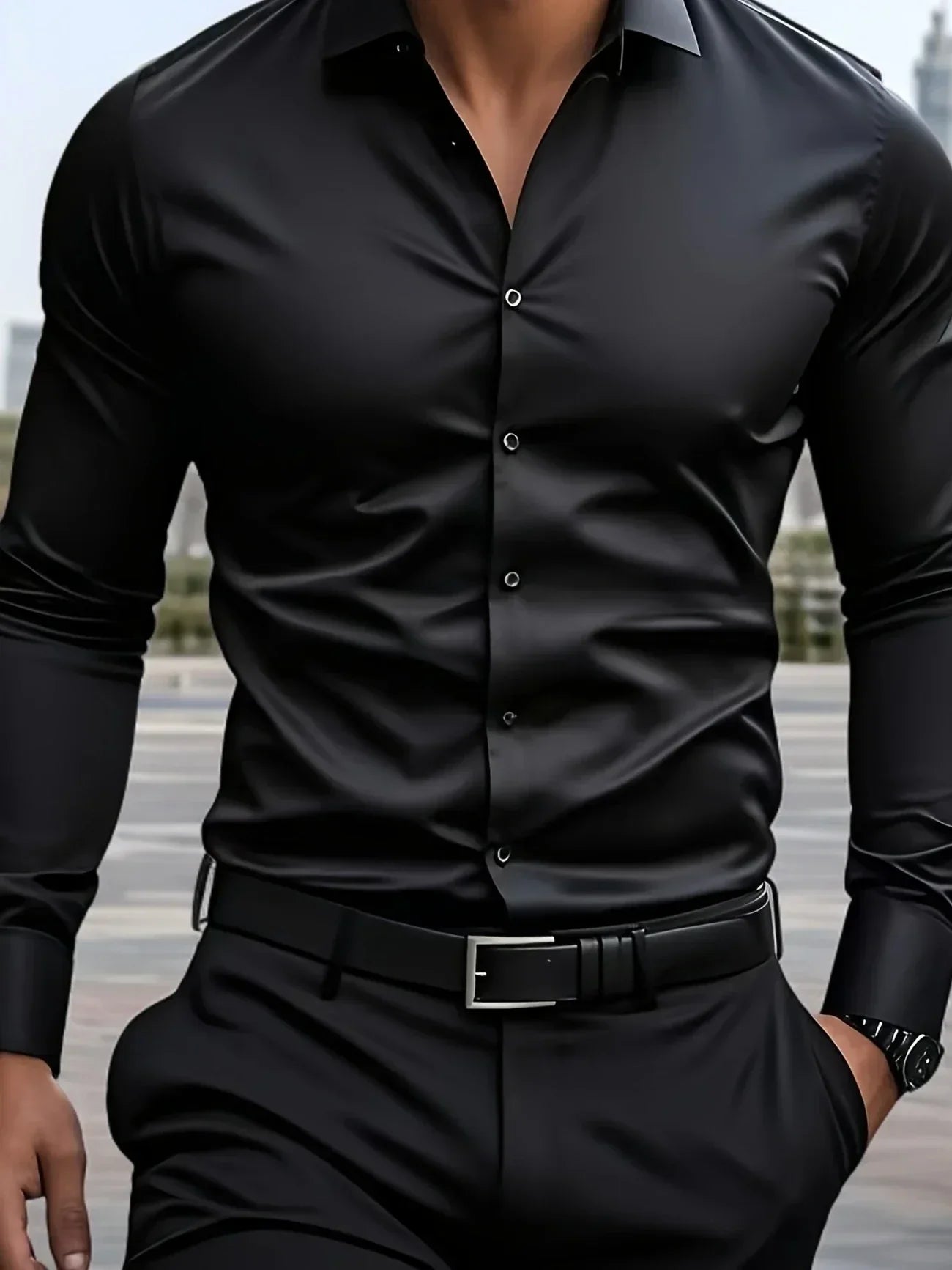 Lenoir™ | Elegant long-sleeve shirt with buttons