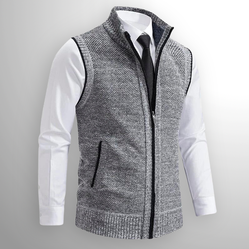The Levan Knit Vest | Full-Zip Knit Vest