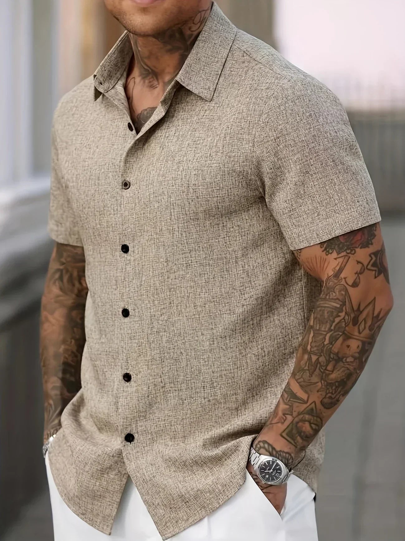 Lenoir™ | Lightweight short-sleeve shirt in a linen blend