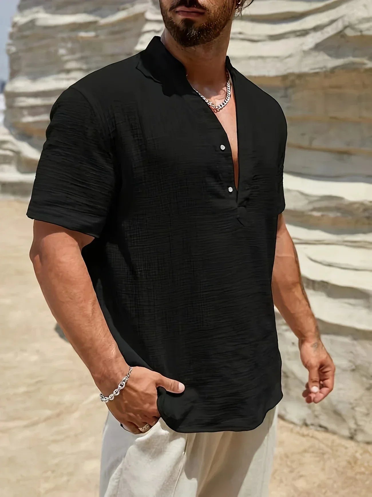 Lenoir™ | Elegant Summer Shirt with High Collar