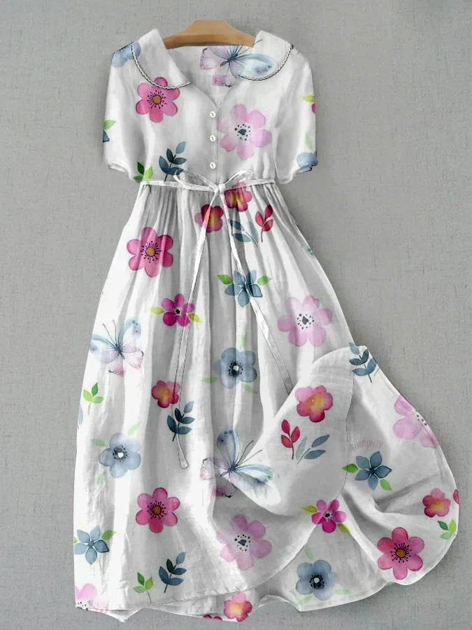Lyric - Fashionable floral dress with waist ties