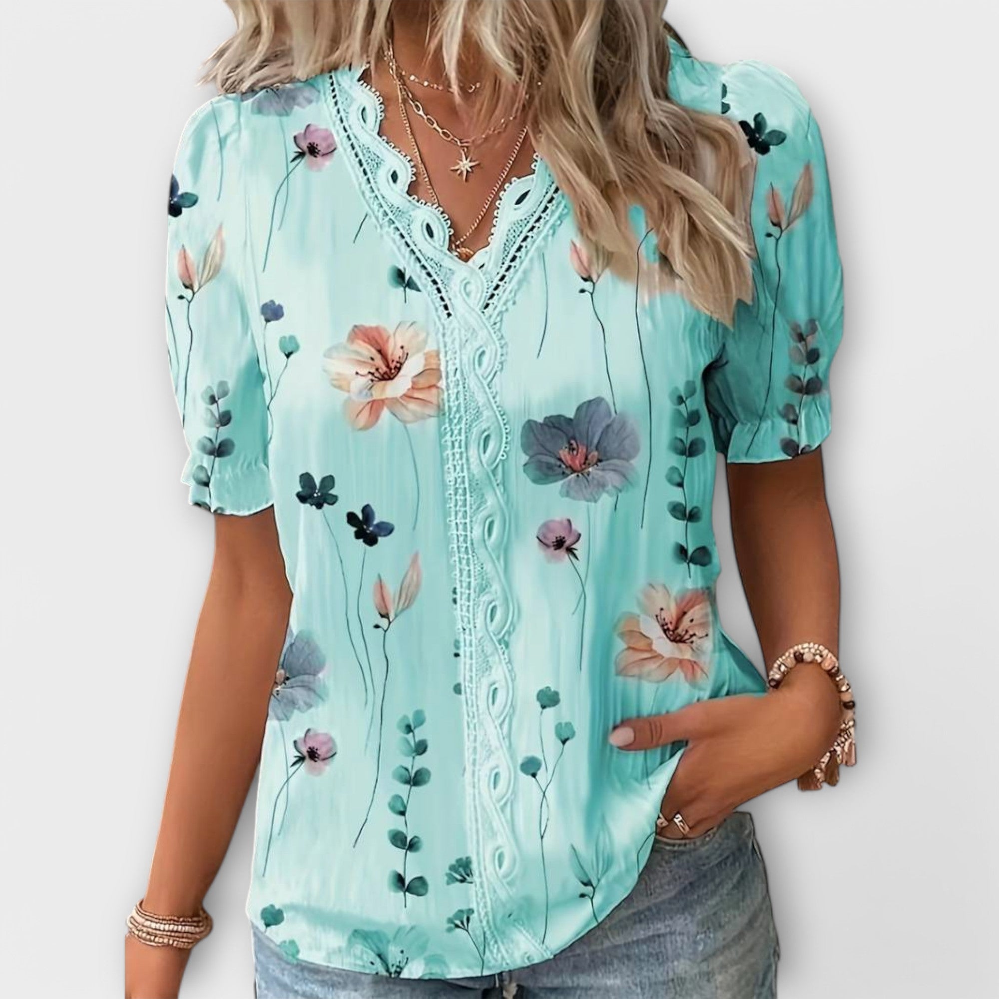 Emily - Elegant blouse with V-neck