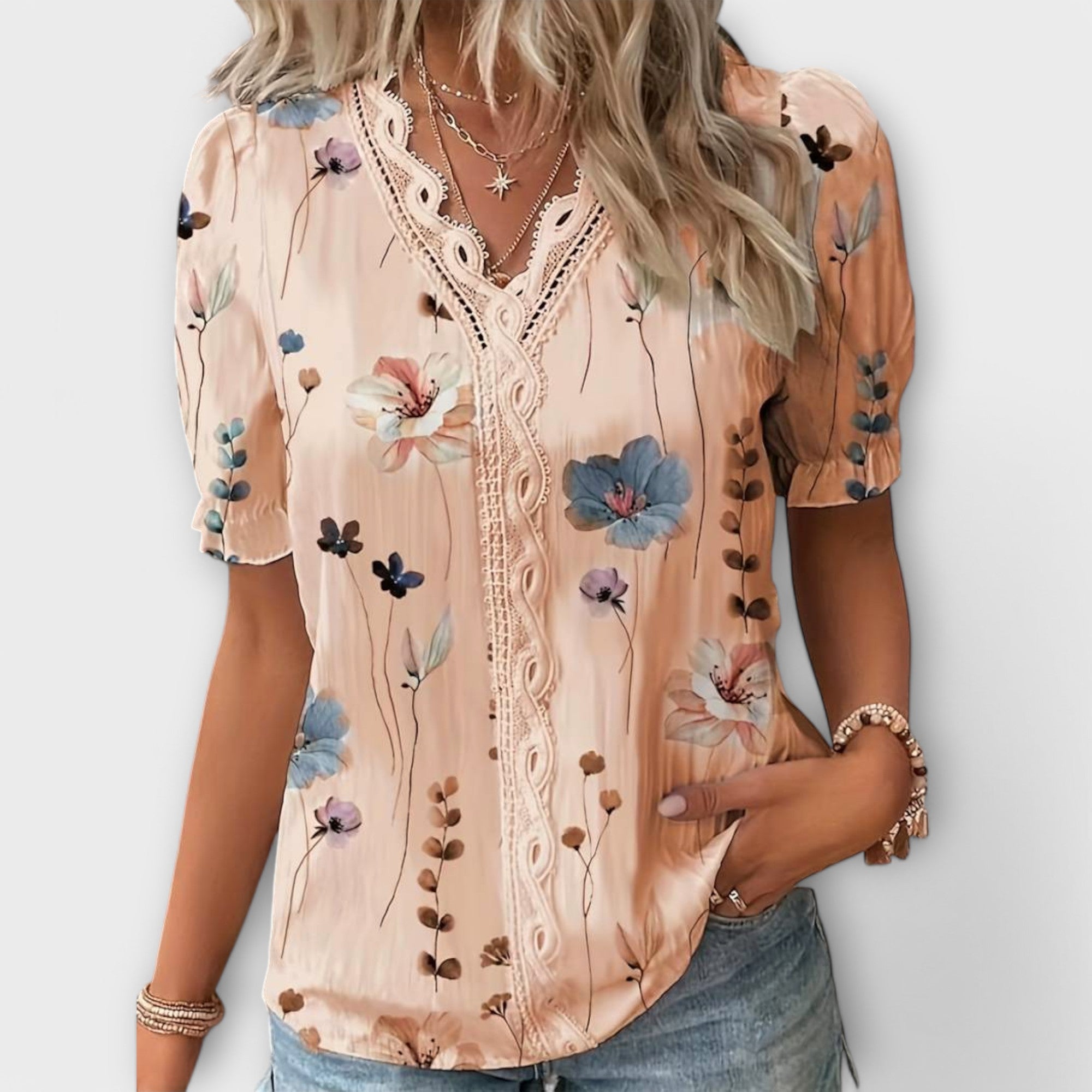 Emily - Elegant blouse with V-neck