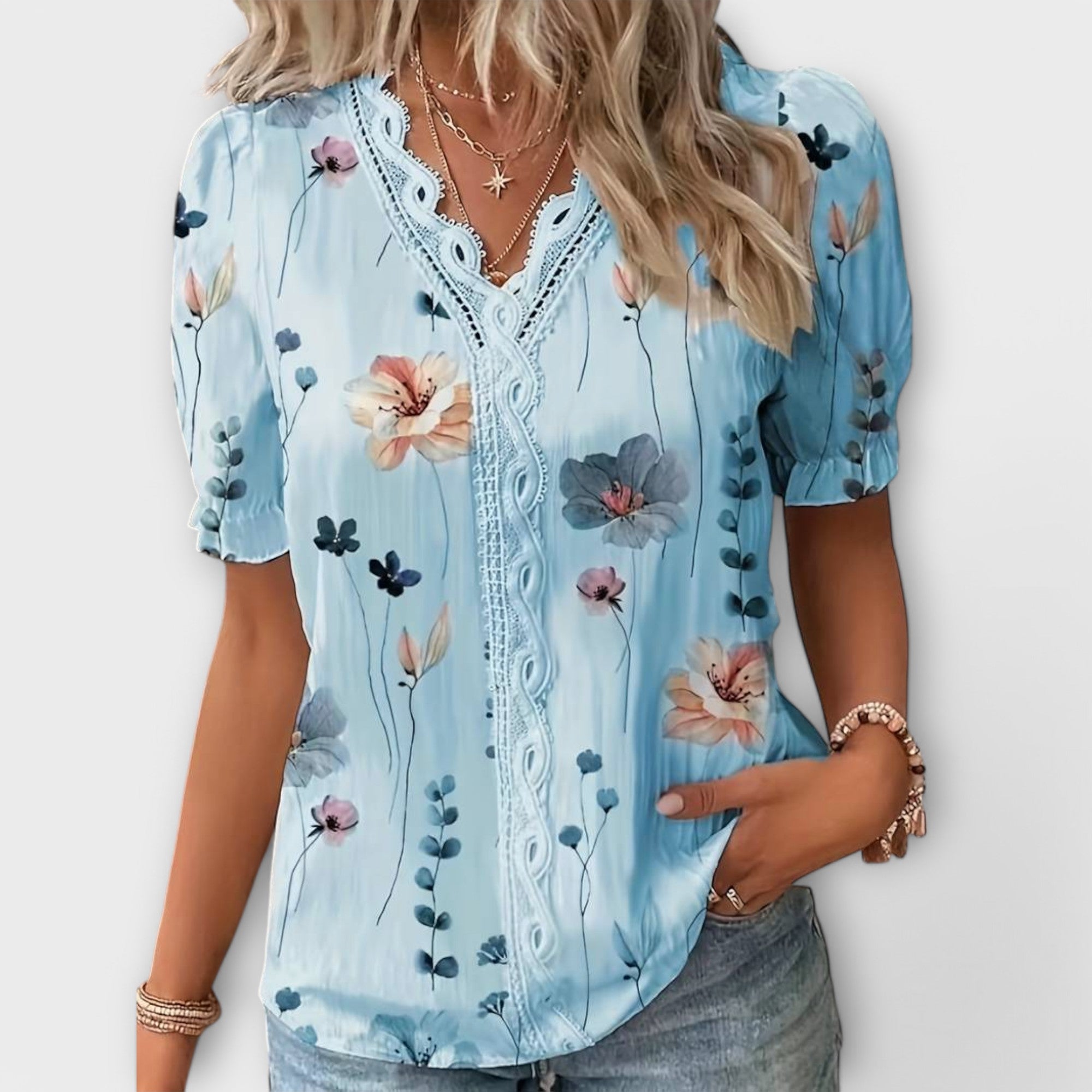 Emily - Elegant blouse with V-neck