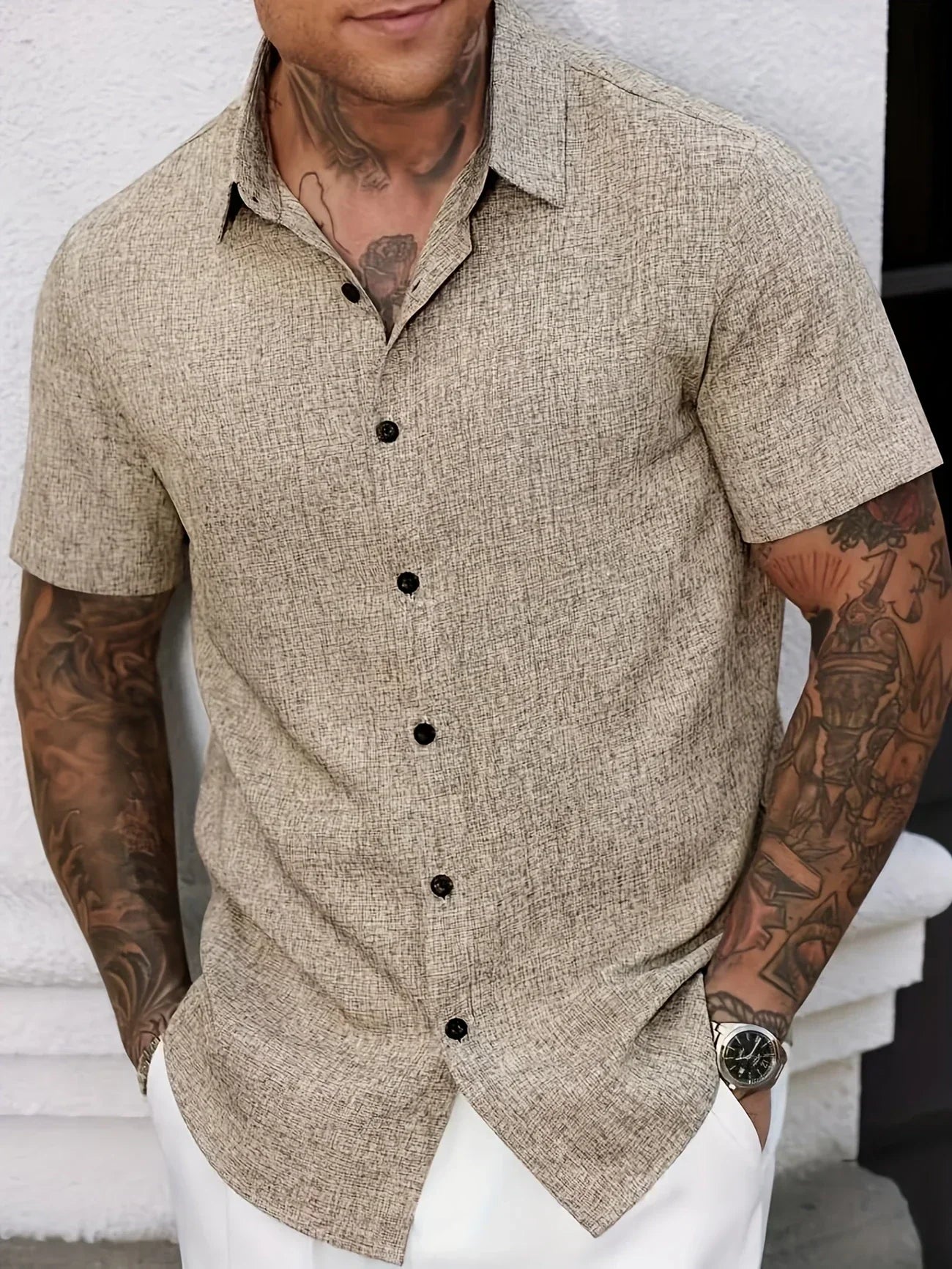Lenoir™ | Lightweight short-sleeve shirt in a linen blend