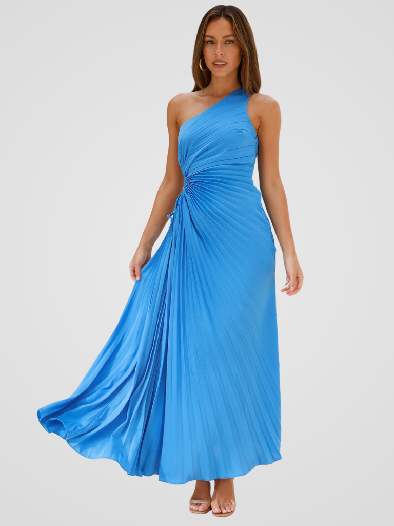 ONE-SHOULDER PLEATED DRESS AURORA