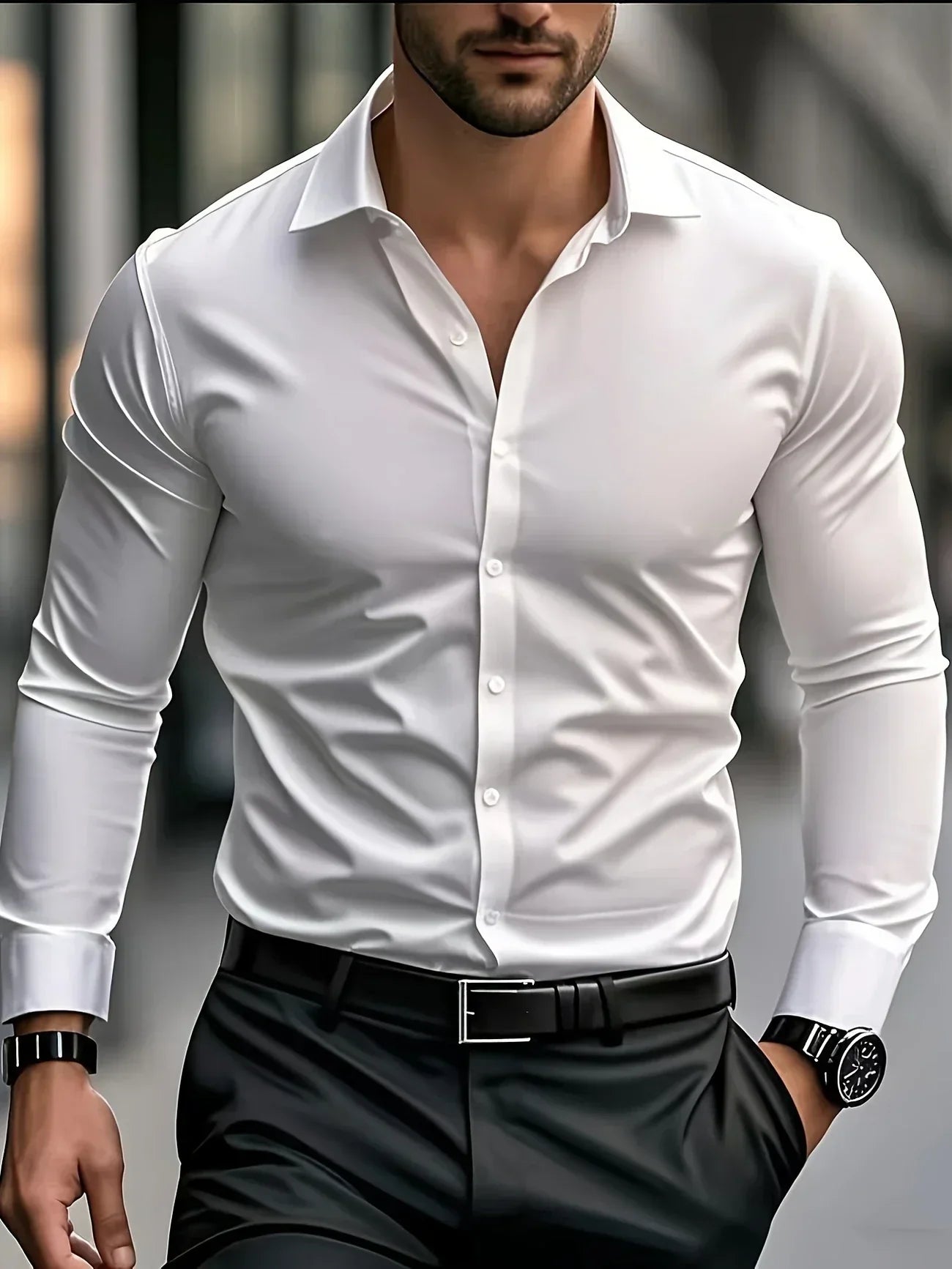 Lenoir™ | Elegant long-sleeve shirt with buttons