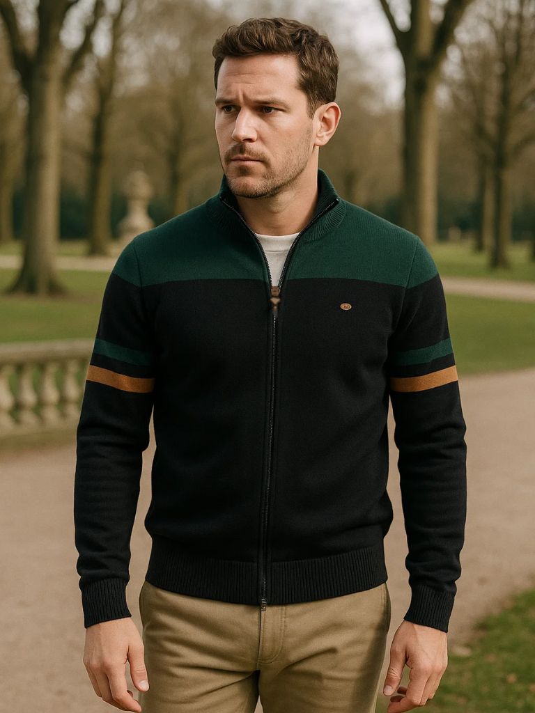 Cardigan Sweater Zipper Standing Collar Knitwear - Alder & Voss